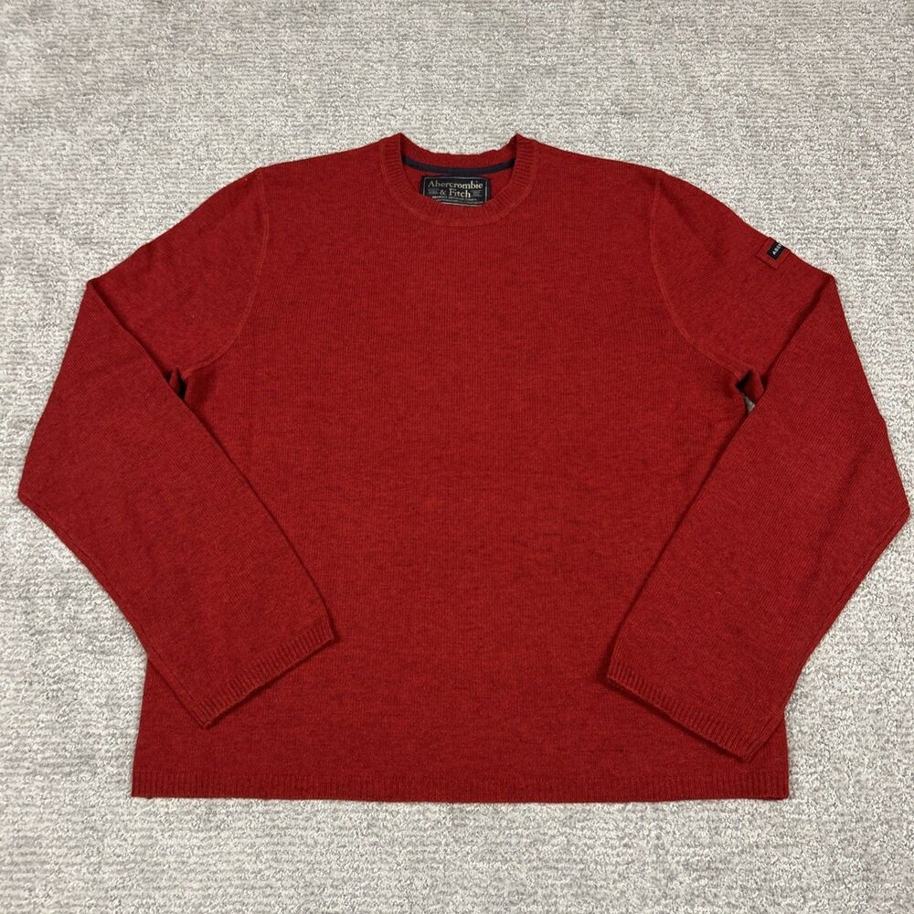 Vintage Abercrombie & Fitch Sweater Mens XL Crewneck Lambswool Red Y2K